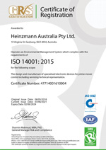 ISO 14001:2015 Certificate HZM Australia